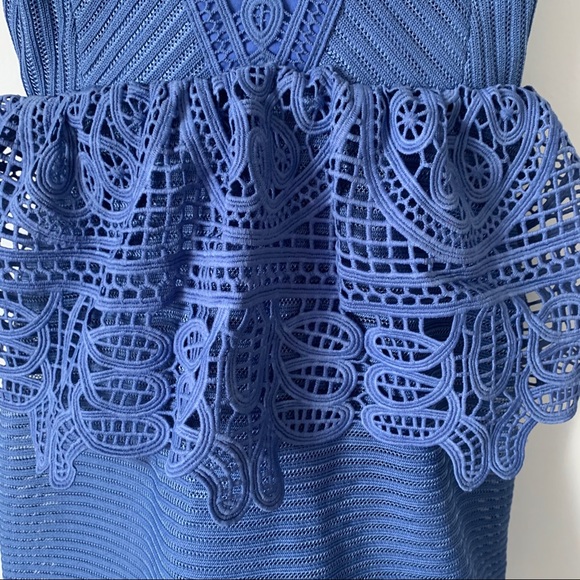 NWT Self-Portrait | Guipure Lace Peplum Dress - Picture 7 of 15